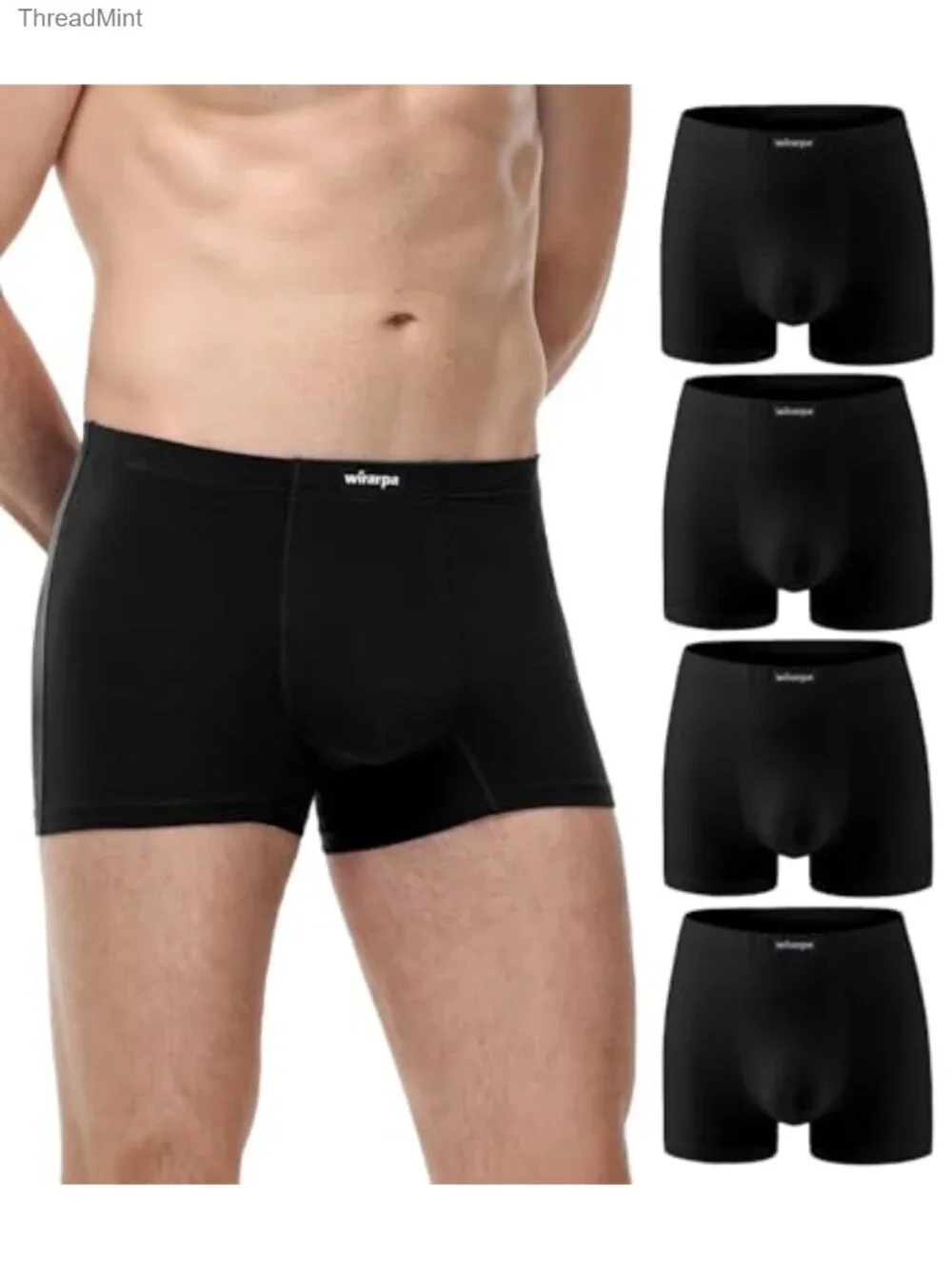 Men's Cotton Trunks Underwear Short Leg Boxer Briefs 4 Pack No Fly